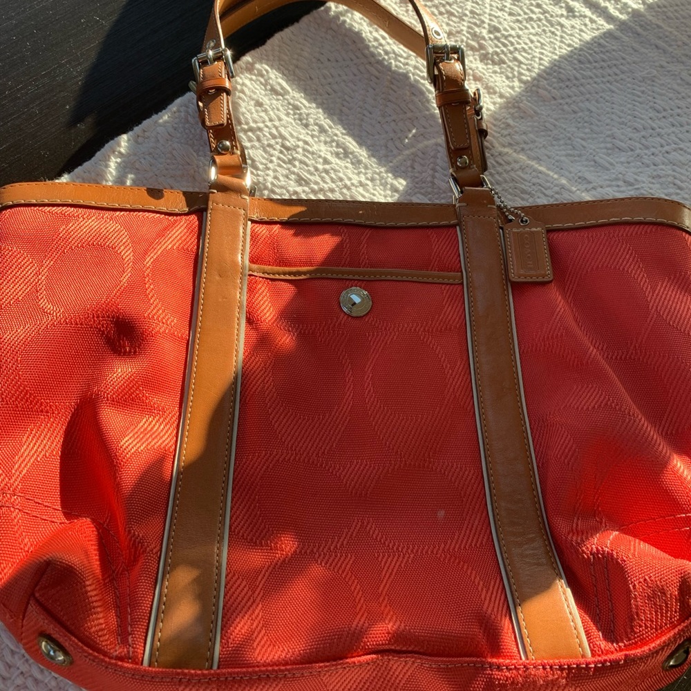 Coach Orange Vintage Bag with leather handles